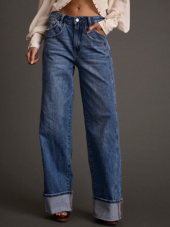12th Tribe Denim - 12th Tribe Presley Cuffed Straight Leg Denim Size 2626